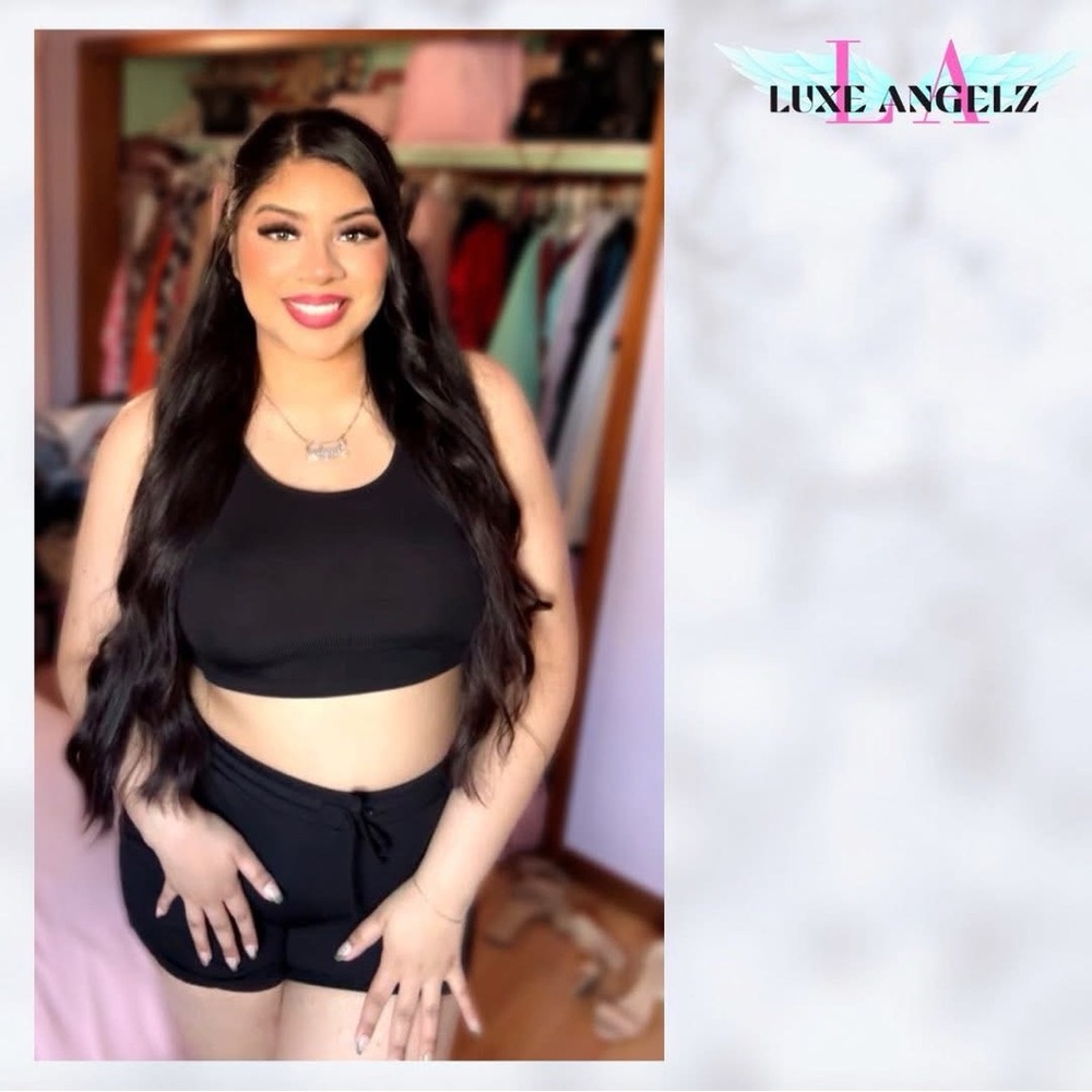 Luxe Angelz Black Crop Top and Shorts Set